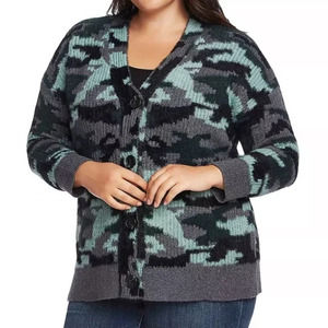 Vince Camuto Camo Fuzzy Cardigan, XL